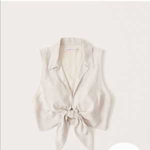 Abercrombie & Fitch Tie-Front Linen-Blend Top